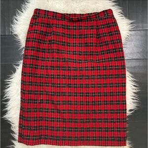 Pendleton Y2K Vintage 90's Wool Pencil Skirt Red Black Plaid Womens Size 12